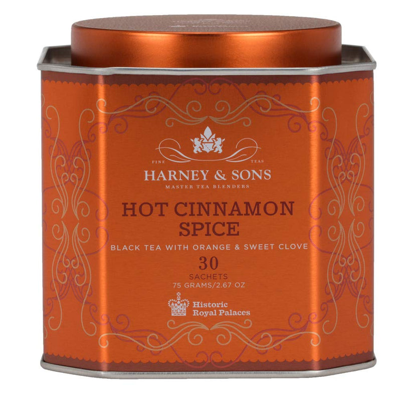 [Australia] - Harney & Sons Hot Cinnamon Spice Tea Tin - Black Tea with Orange & Sweet Clove - 2.67 Ounces, 30 Sachets 30 Count (Pack of 1) 