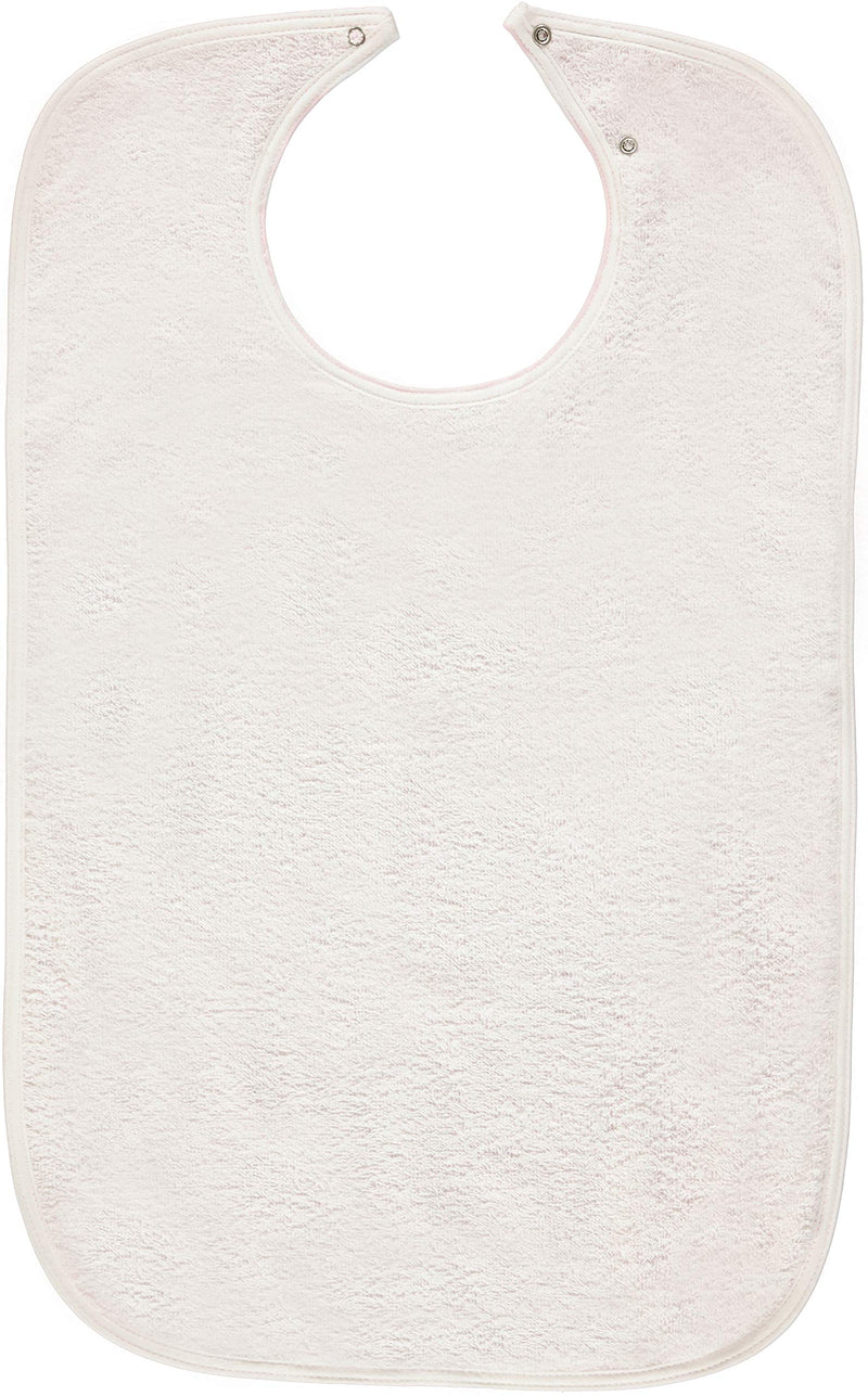 [Australia] - Nobles 3 Terry Adult Bibs with Vinyl Barrier - Snap Closure (White with Light Pink Backing) 