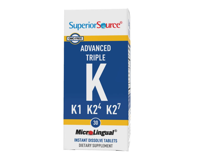 [Australia] - Superior Source Triple K, 3-in-1 Formula, MK-4 500 mcg, MK-7 50 mcg, K1 500 mcg, Quick Dissolve Sublingual Tablets, 30 Count, Healthy Bones and Arteries, Immune & Cardiovascular Support, Non-GMO 