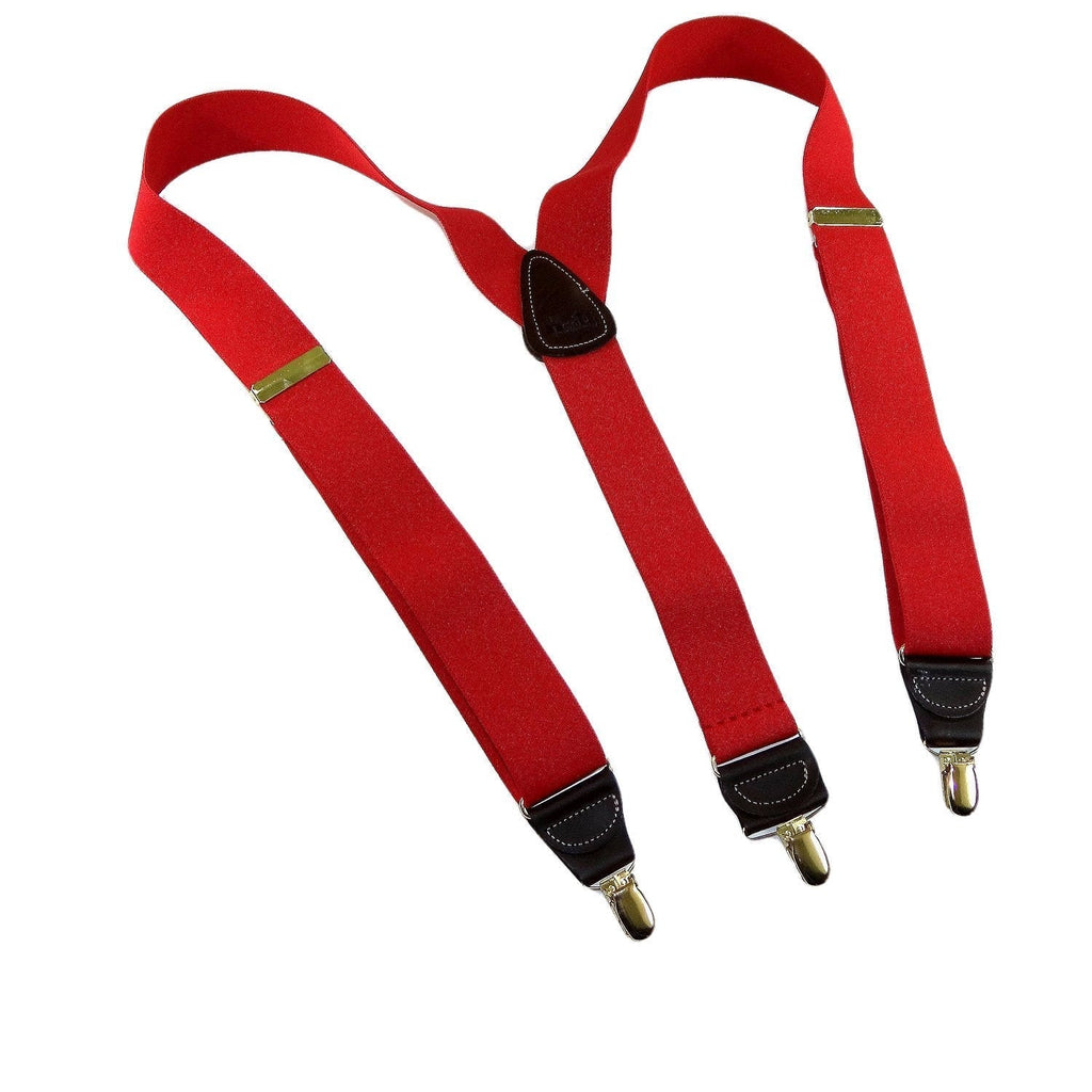 [Australia] - Holdup Y-back Fire Engine bright Red Casual Series Suspenders with Patented Gold-tone No-slip Clips 