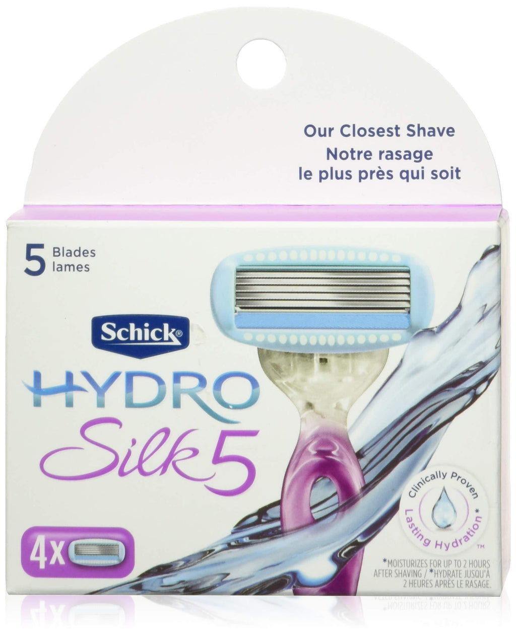 [Australia] - Schick Hydro Silk Moisturizing Razor Blade Refills for Women with Shower Hanger, 4 Count 4 Count (Pack of 1) 