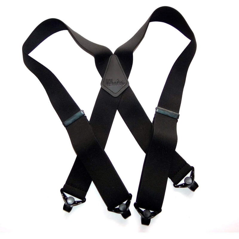 [Australia] - Outdoorsman Series HoldUp brand XL Shadow Black Heavy Duty Work Suspenders 2 inch wide with Black Patented Gripper Clasps 