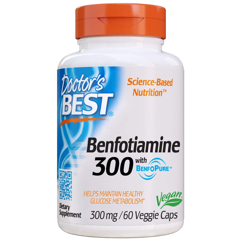 [Australia] - Doctor's Best Benfotiamine, Non-GMO, Vegan, Gluten Free, Soy Free, Helps Maintain Blood Sugar Levels, 300 mg, 60 Veggie Caps (DRB-00270) 