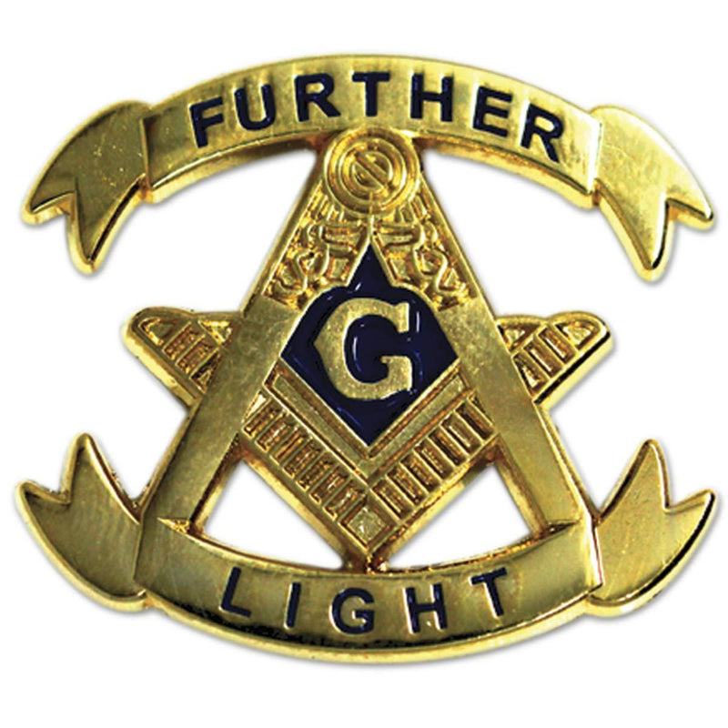 [Australia] - Further Light Square & Compass Masonic Lapel Pin - [Gold & Black][1 1/8'' Tall] 