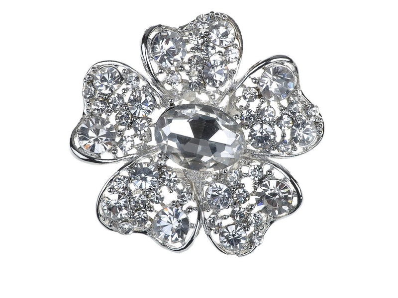 [Australia] - Alilang Shadow Clear Crystal Rhinestone Silvery Tone Flower Fashion Design Pin Brooch 