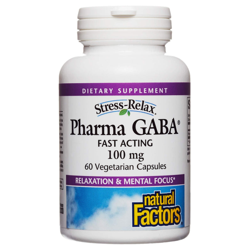 [Australia] - Stress-Relax Pharma GABA 100 mg by Natural Factors, Non-Drowsy Stress Support for Relaxation and Mental Focus, 60 Vegetarian Capsules (30 Servings) Standard Packaging 