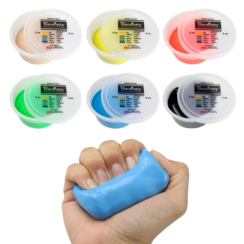 [Australia] - CanDo Theraputty Plus Hand Exercise Putty for Rehabilitation, Exercises, Hand Thearpy, Occupational Therapy, Hand Strengthening, Improve Motor Skills, Stress Relief 3-ounce 6-Piece Set 