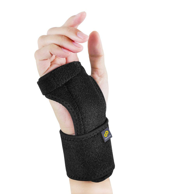 [Australia] - Bracoo Wrist Splint, Breathable Hand Stabilizer Brace for Carpel Tunnel Syndrome, Tendonitis, and Acute Sprains, Supports All Wrist Sizes, Black, WP30, 1 Count One Size - Open Frame 