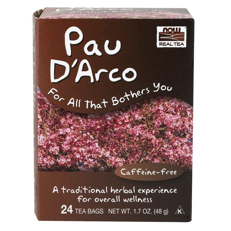 [Australia] - NOW Foods, Pau D'Arco Tea, A Traditional Herbal Experience, Overall Wellness, Premium Unbleached Tea Bags with No-Staples Design, 24-Count 