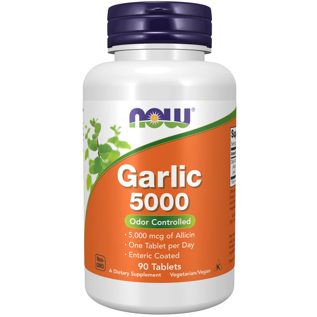 [Australia] - NOW Supplements, Garlic 5,000 (Allium sativum), Enteric Coated, Odor Controlled, 90 Tablets 