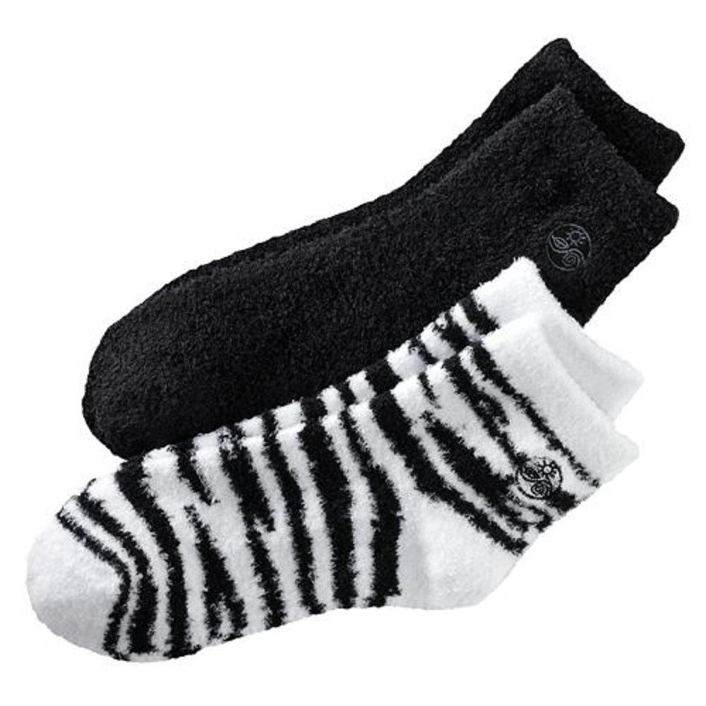 [Australia] - Earth Therapeutics Aloe Socks, 2 Pair Per Package (Black and Zebra) 