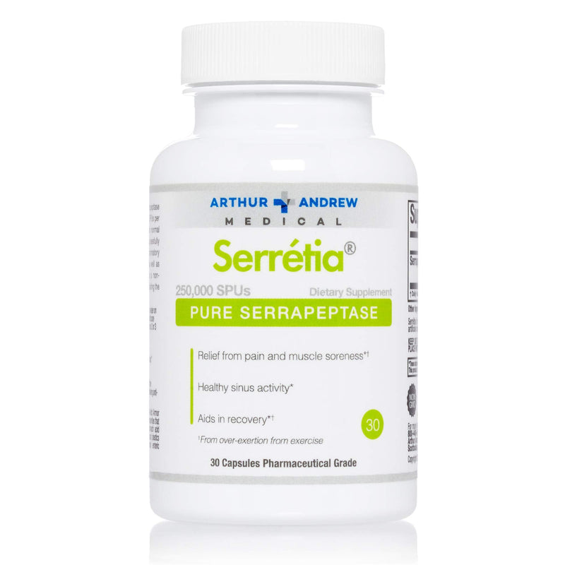 [Australia] - Arthur Andrew Medical, Serretia, Serrapeptase Formula for Muscle and Sinus Support, 30 Capsules 30 Count (Pack of 1) 