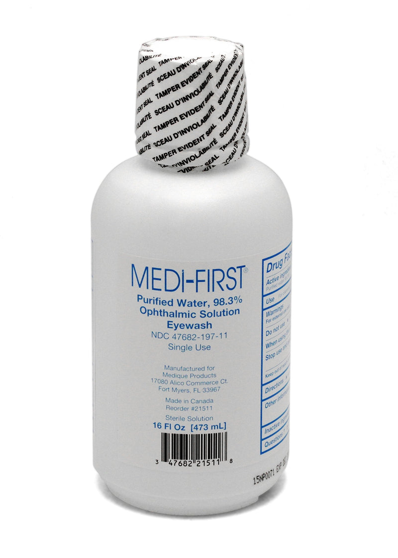 [Australia] - Medique 21511 Medi-First Sterile Eye Wash with eye caps, 16 oz Bottle 