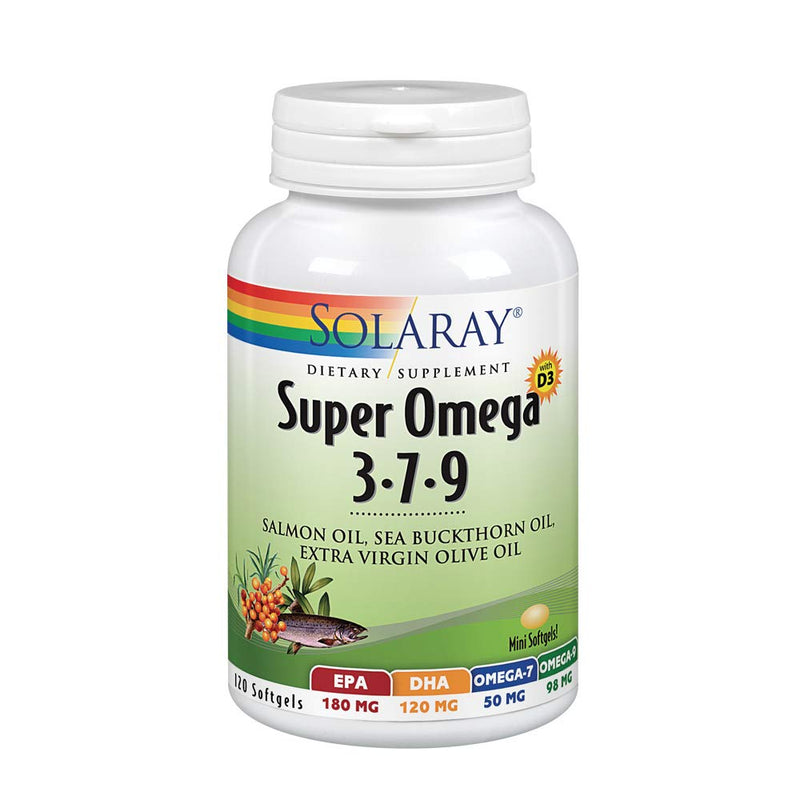[Australia] - Solaray Super Omega 3 7 9 | Supports Healthy Skin, Cardiovascular Function, More | EPA, DHA, Essential Fatty Acids from Fish Oil | Mini Softgel, 120ct 