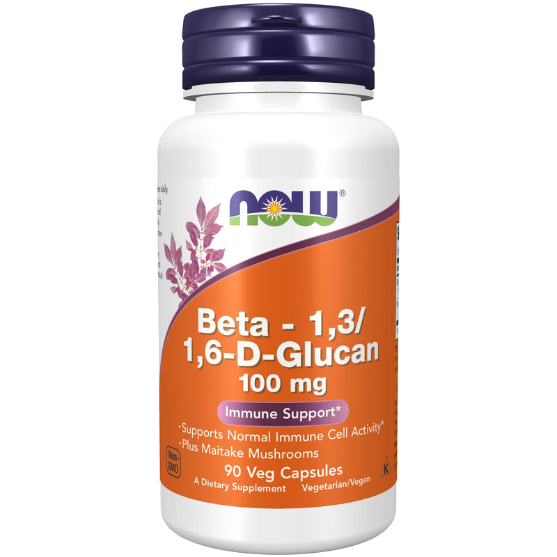 [Australia] - NOW Supplements, Beta 1,3/1,6- D-Glucan 100 mg with Maitake Mushrooms, 90 Veg Capsules 