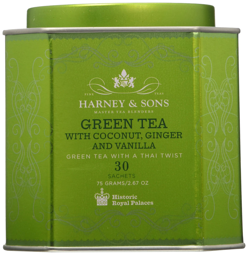 [Australia] - Harney & Sons Green Tea with Coconut, Ginger and Vanilla, 30 Sachets, 2.67 oz (75 g) 