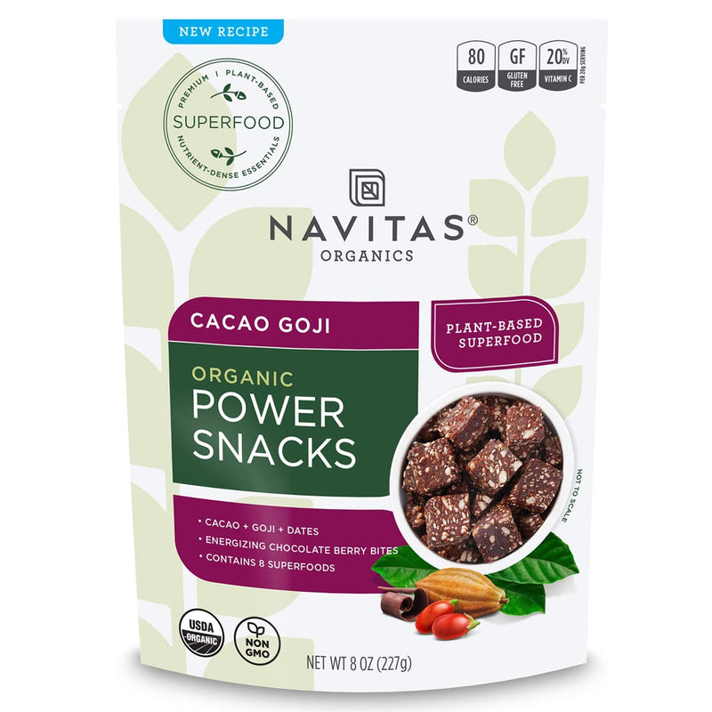 [Australia] - Navitas Organics Superfood Power Snacks, Cacao Goji, 8 oz. Bag, 11 Servings — Organic, Non-GMO, Gluten-Free 