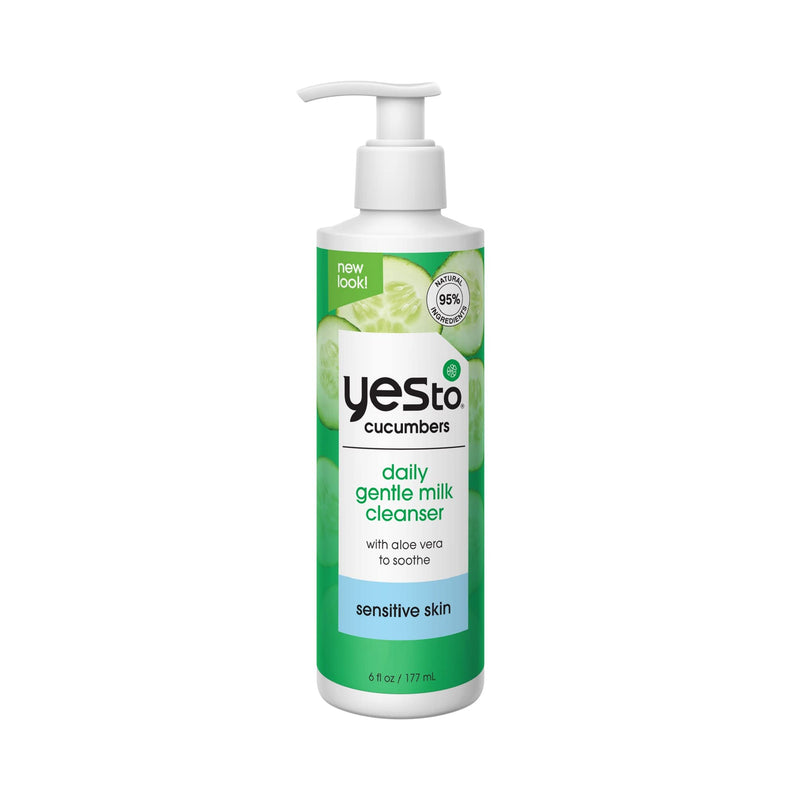 [Australia] - Yes To Cucumbers Daily Gentle Milk Cleanser, Soothing Face Wash That Won't Strip Your Skin & Holds Moisture, With Cucumber Extract, Soy Proteins & Green Tea, Natural, Vegan & Cruelty Free, 6 Fl Oz Sensitive Skin (Cream) 