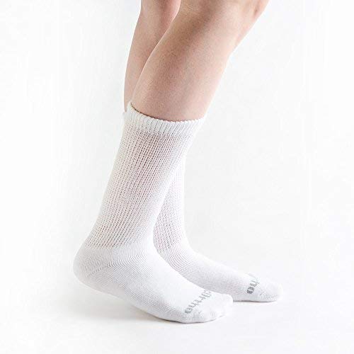 [Australia] - Doc Ortho Ultra Soft Loose Fit Diabetic Socks for Men and Women, 3 Pairs, Crew White X-Large 