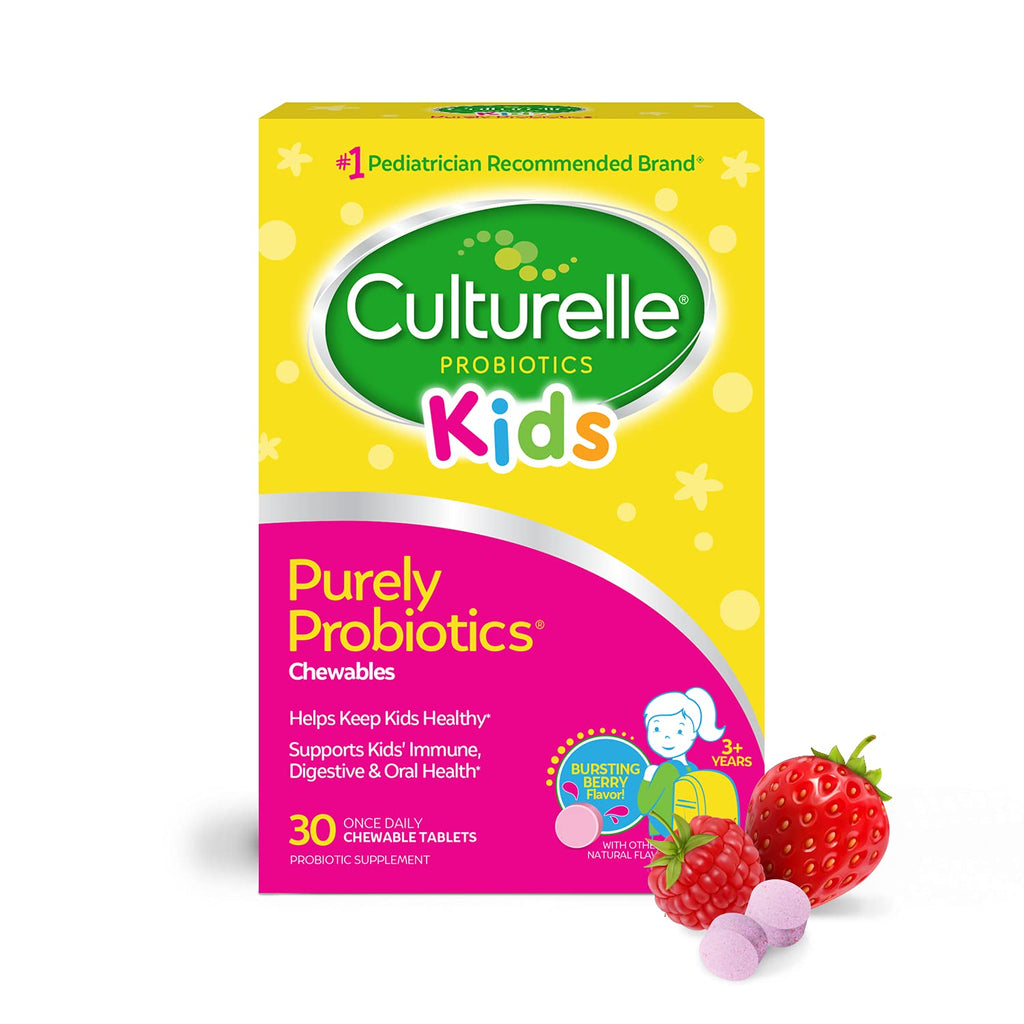 [Australia] - Culturelle Kids Chewable Daily Probiotic for Kids - Natural Berry - Supports Immune, Digestive, and Oral Health - For Age 3+ - Gluten, Dairy, Soy-Free - 30 count 