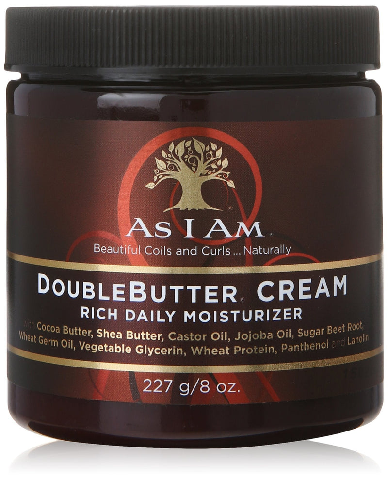 [Australia] - As I Am Double Butter Cream - 8 Ounce - Rich Daily Moisturizer - Soft and Shiny Curls and Coils - Repairs Split Ends - Strengthens Hair - Enriched with Pro-Vitamin B5 