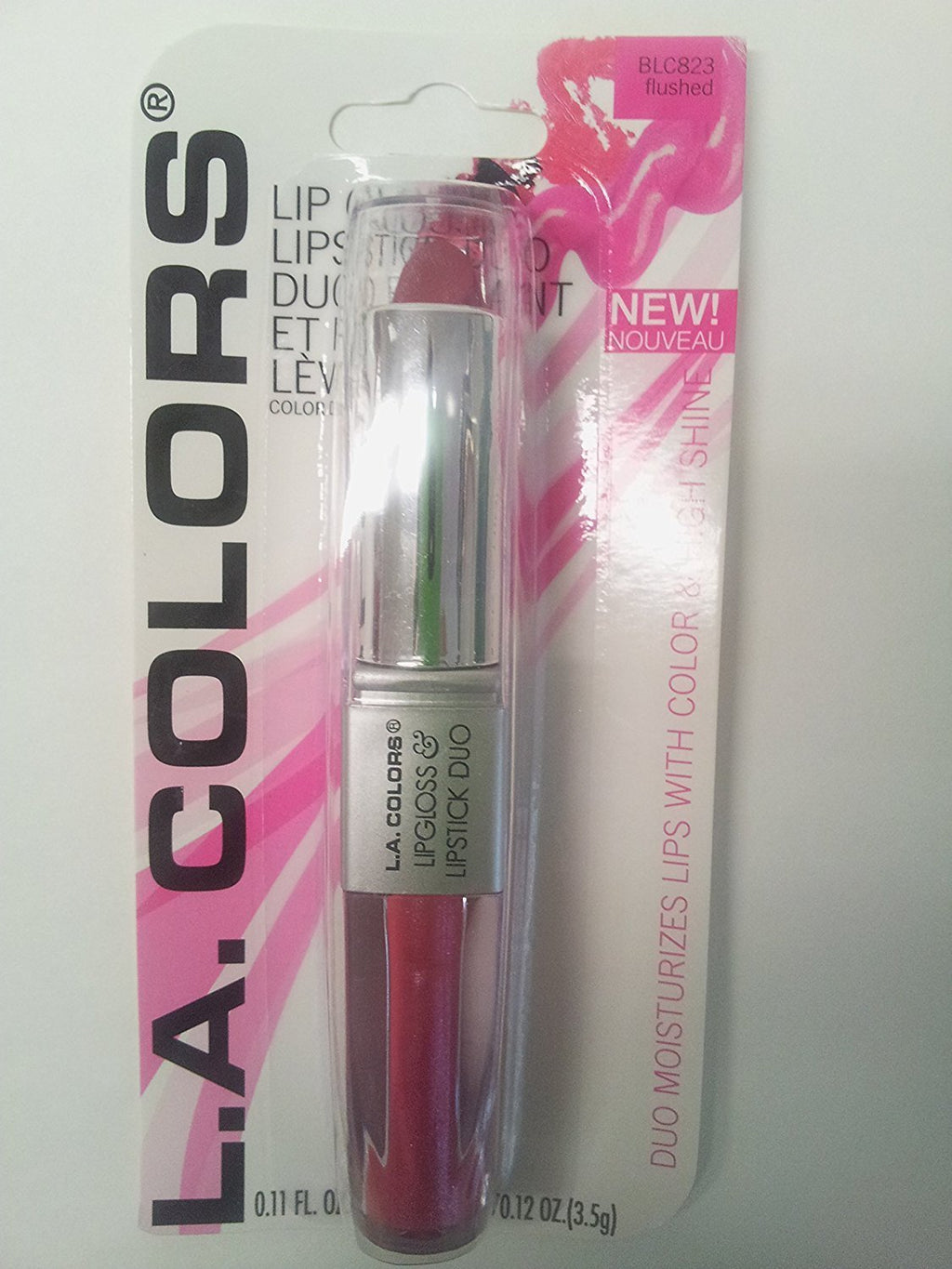 [Australia] - LA Colors Lip Gloss & Lipstick Duo, Moisturizes lips with natural color & high Shine, BLC823 Flushed 