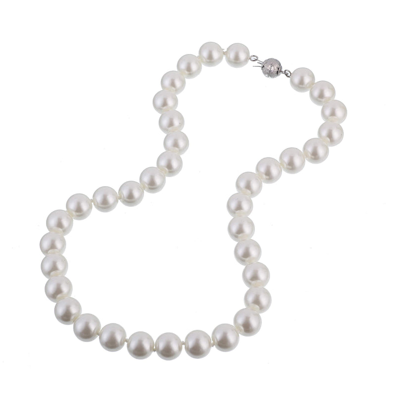 [Australia] - KEZEF Creations Cream White 8-14mm Simulated Faux Pearl Necklace Hand Knotted Strand 16-20 Inch 16.0 Inches 10.0mm 