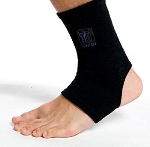 [Australia] - 1 Nikken Large Ankle Sleeve 1831 - Black, Thin Elastic Support, Men Women Kids, Far Infrared, Compression, Brace, Sprained Swelling Injury Pain Relief & Recovery, Running Basketball Volleyball 