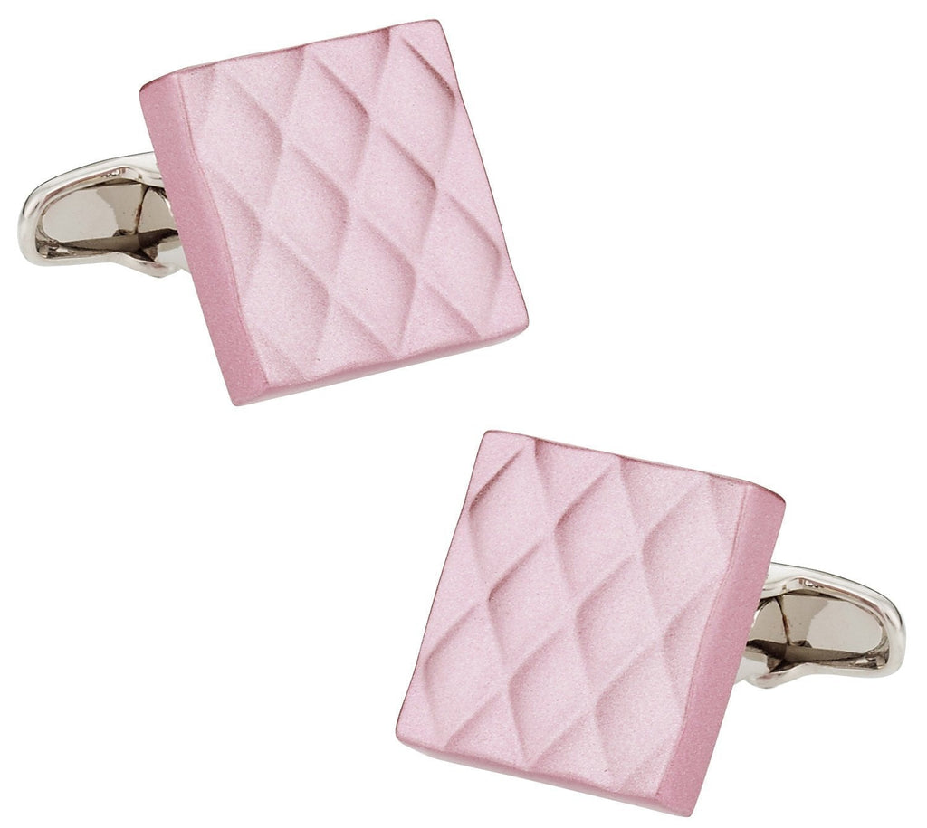 [Australia] - Cuff-Daddy Quilted Metallic Pink Cufflinks with Presentation Box 