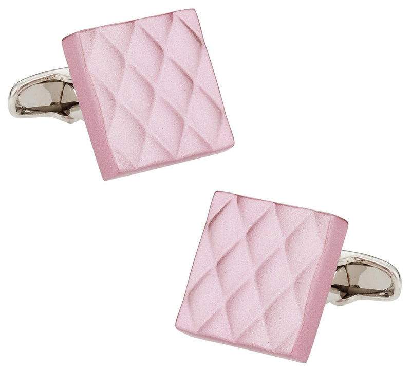 [Australia] - Cuff-Daddy Quilted Metallic Pink Cufflinks with Presentation Box 