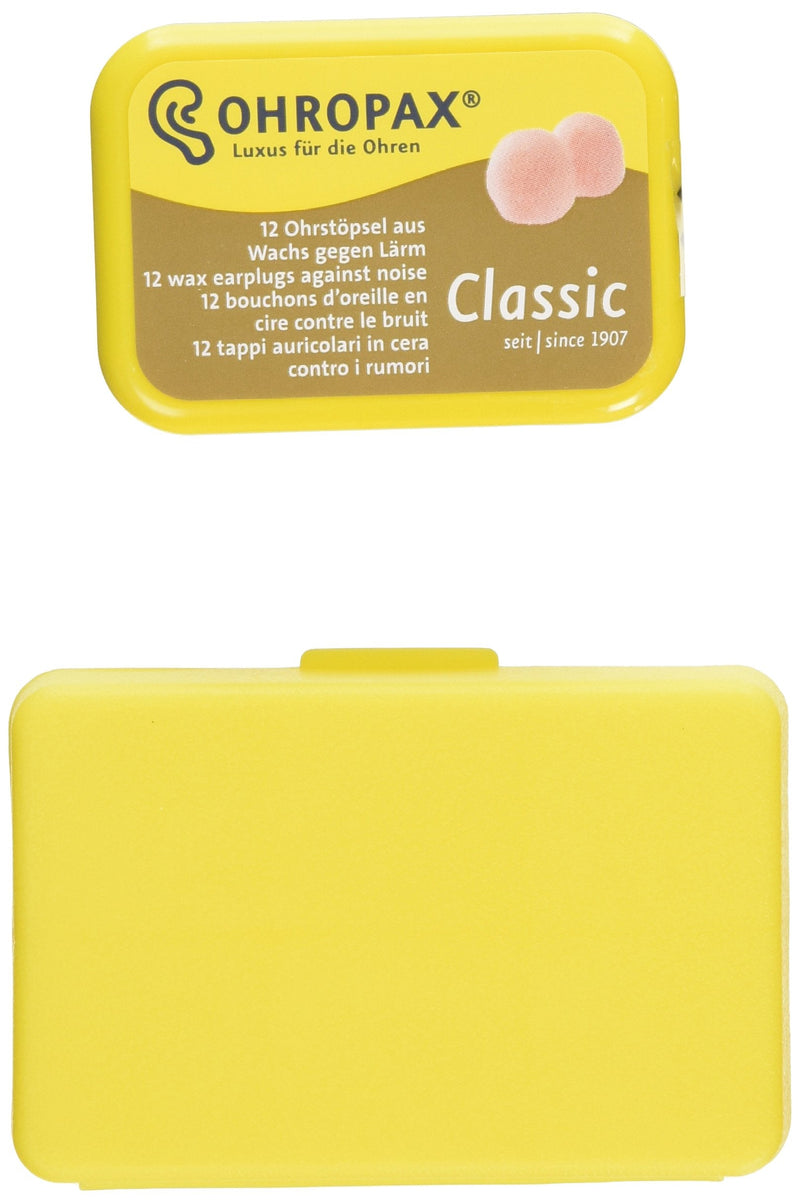 [Australia] - Ohropax Wax Ear Plugs Qty 3 Boxes - Total of 36 Ear Plugs with Free Yellow 6 Compartment Box 