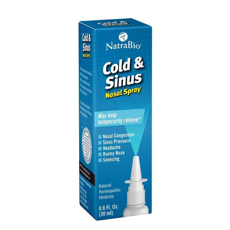 [Australia] - NatraBio Cold & Sinus Nasal Spray | Homeopathic for Temporary Relief of Cold & Sinus Symptoms, Congestion, Pressure, Headache & Runny Nose | 0.8oz 