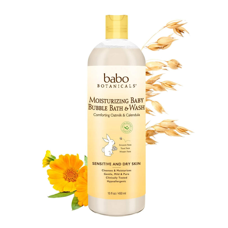 [Australia] - Babo Botanicals Moisturizing Baby 2-in-1 Bubble Bath & Wash with Natural Oatmilk and Organic Calendula, Oatmilk & Calendula 15 Fl Oz Oatmilk Calendula 15 Fl Oz (Pack of 1) 