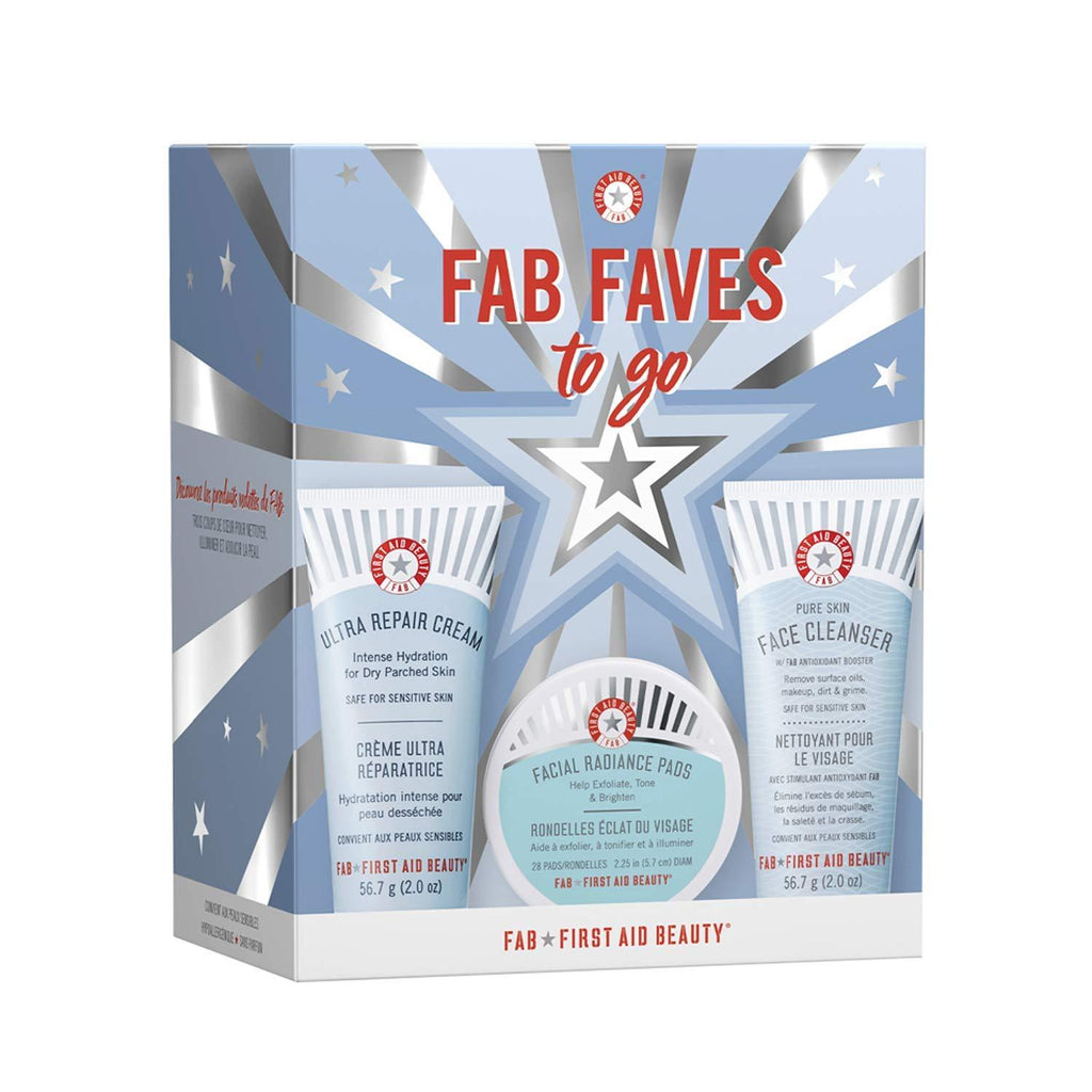 [Australia] - First Aid Beauty FAB Faves to Go Kit: Travel Size Face Cleanser, Exfoliator Pads and Moisturizer 