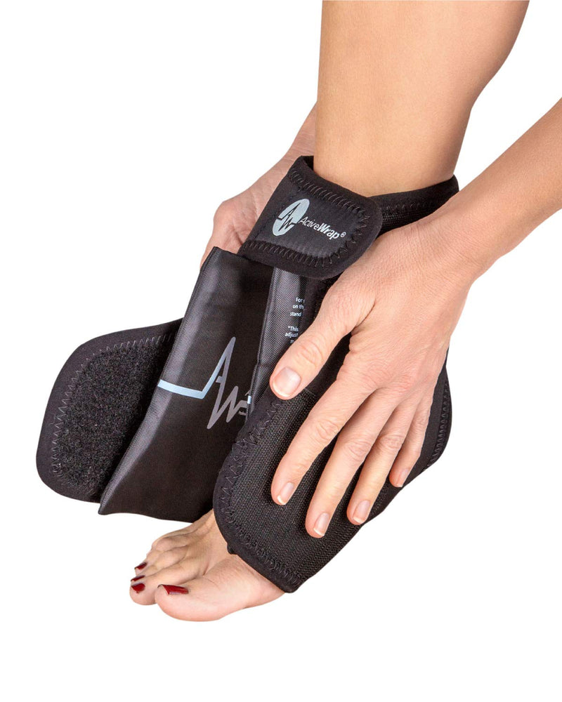 [Australia] - ActiveWrap Foot & Ankle Ice Pack Wrap with Reusable Hot Cold Packs for Plantar Fasciitis Pain Achilles Injuries Large/X-Large Black 