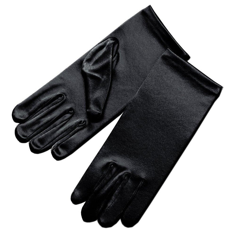 [Australia] - ZaZa Bridal Girl's Fancy Stretch Satin Dress Gloves Wrist Length 2BL Black Large - 13-16 yrs 