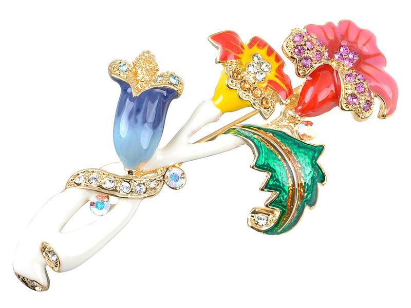 [Australia] - Alilang Swarovski Crystal Elements Colorful Intertwining Flower Plant Fashion Pin Brooch 