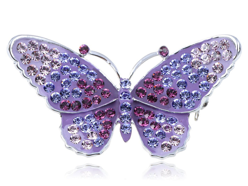 [Australia] - Alilang Womens Silvery Tone Multicolored Rhinestone Butterfly Insect Brooch Pin Purple 