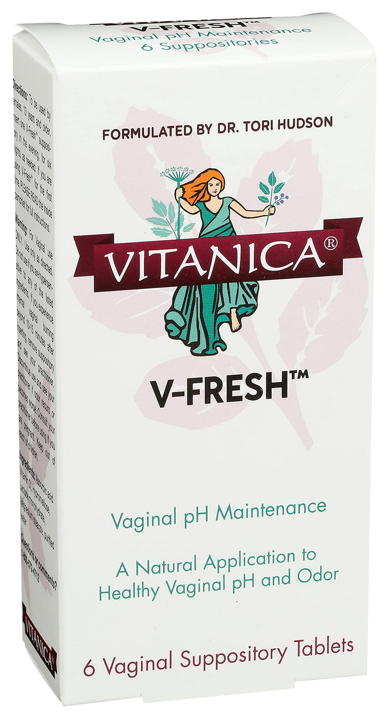 [Australia] - Vitanica, V-Fresh, Vaginal pH Support, 6 Suppositories 
