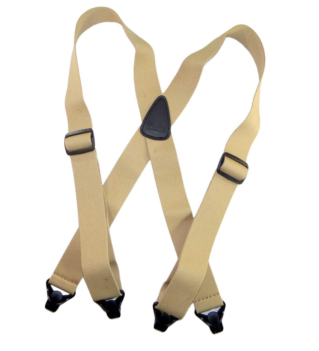 [Australia] - Holdup Suspender Brand No-buzz Series Airport Friendly light TAN Suspenders with black leather X-Back Crosspatch and Patented Gripper Clasps 