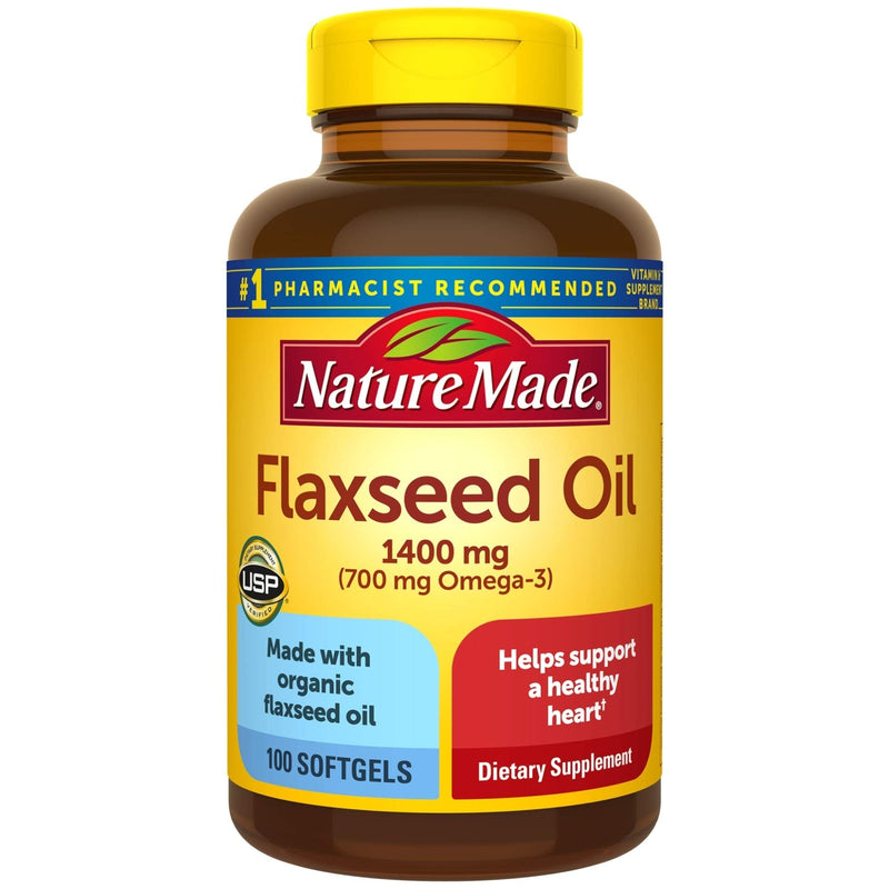 [Australia] - Nature Made Flaxseed Oil 1400 mg Softgels, 100 Count for Heart Health Support 100 Count (Pack of 1) 