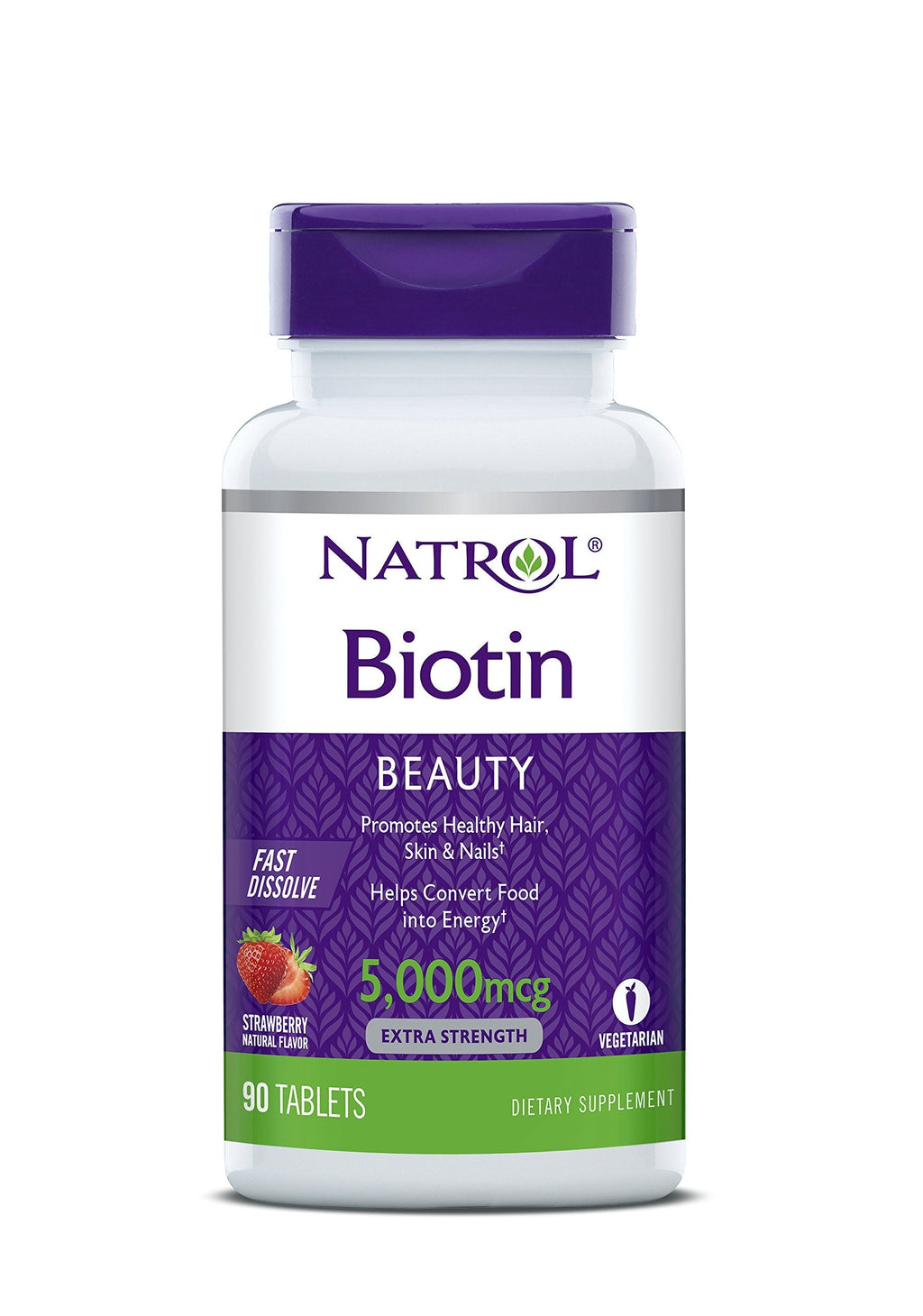 [Australia] - Natrol Biotin Beauty Tablets, Promotes Healthy Hair, Skin and Nails, Helps Support Energy Metabolism, Helps Convert Food Into Energy, 5,000mcg, 90Count 90 Count (Pack of 1) 