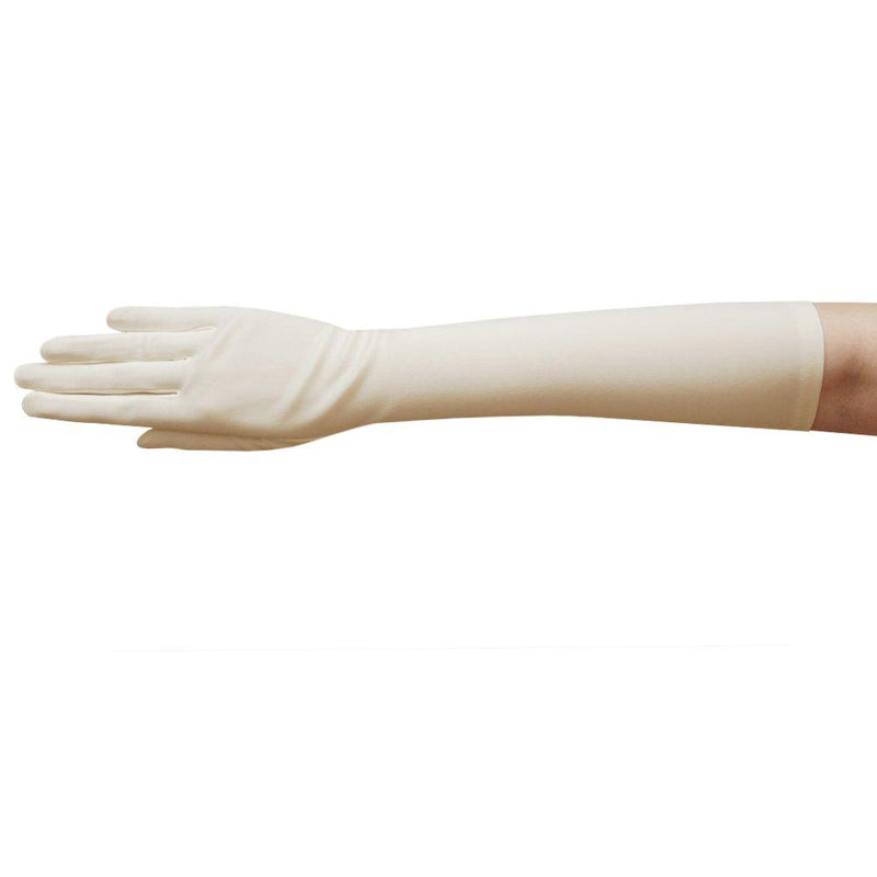 [Australia] - ZAZA BRIDAL 15.5" Long Stretch Dull Matte Satin Gloves No Shine, Elegant Look Ivory 