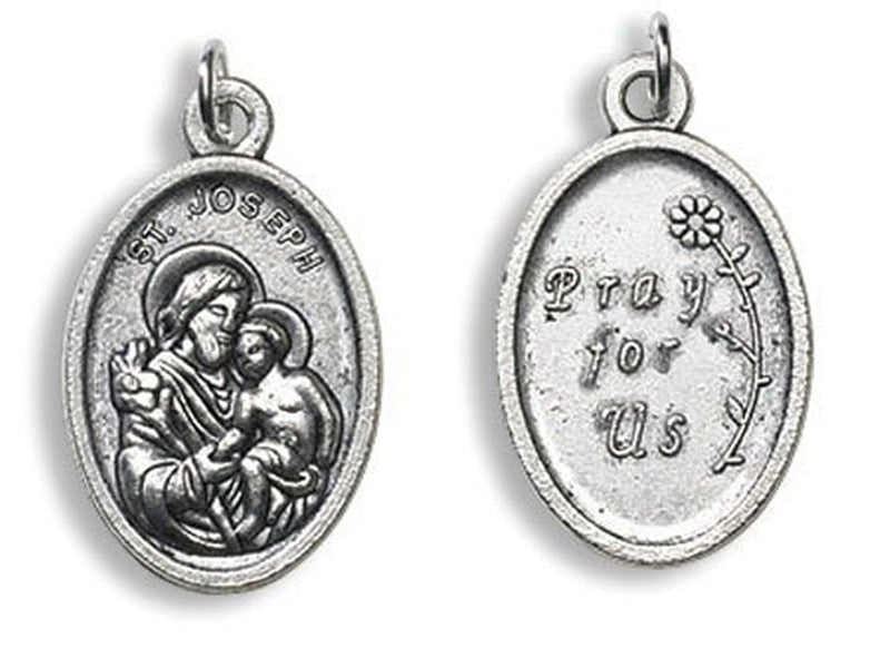 [Australia] - Saint Joseph with Christ Child Petite Silver-Tone Medal Metal Charm, 1 Inch (H) 