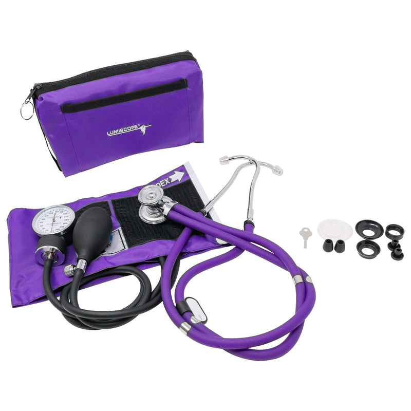[Australia] - Lumiscope Professional Blood Pressure Kit - Stethoscope, Manual BP Cuff & Sphygmomanometer - Grape 
