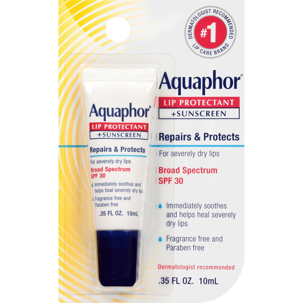 [Australia] - Aquaphor Lip Protectant and Sunscreen Ointment - Broad Spectrum SPF 30 - Relieves Chapped Lips, Ointment, Fragrance Free, 0.35 Fl Oz 