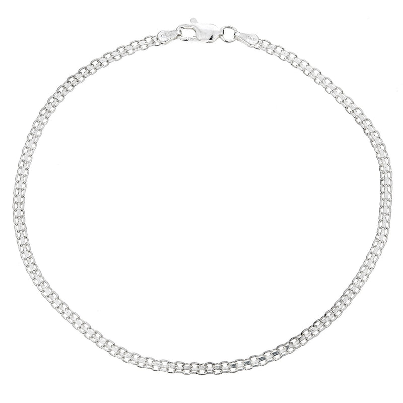 [Australia] - Ritastephens Sterling Silver Italian 3mm Bismark Link Chain Anklet, Bracelet, or Necklace 1 - Bracelet (7") 