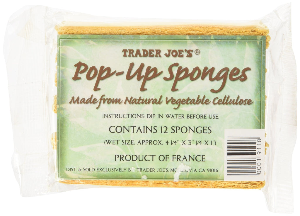 [Australia] - Trader Joe's Pop up Sponges Made from Natural Vegetable Cellulose 12 Sponges 12 Count (Pack of 1) 