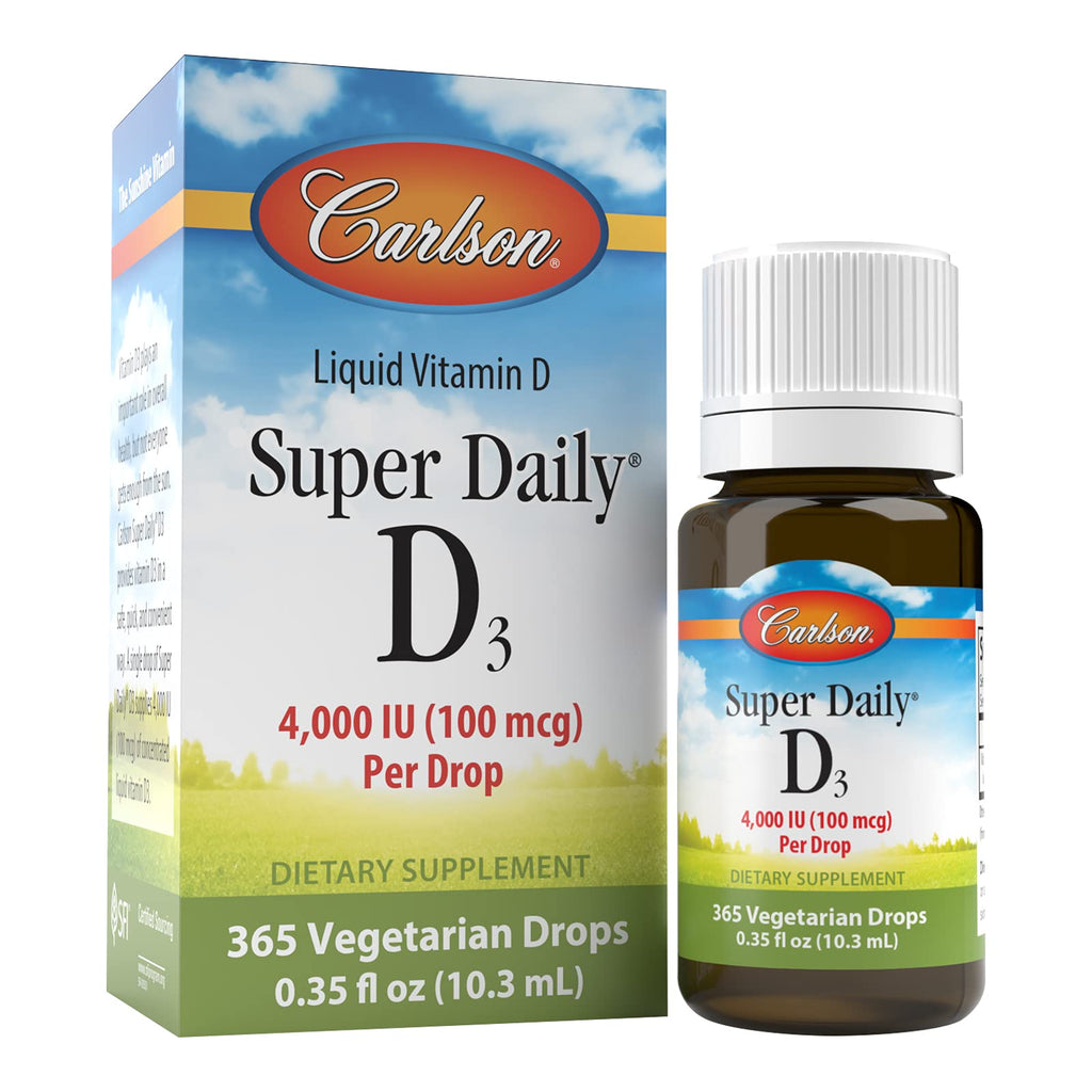 [Australia] - Carlson Super Daily D3 4,000 IU (100 mcg), Heart & Immune Health, Teeth & Bone Strength, Unflavored, 365 Drops 