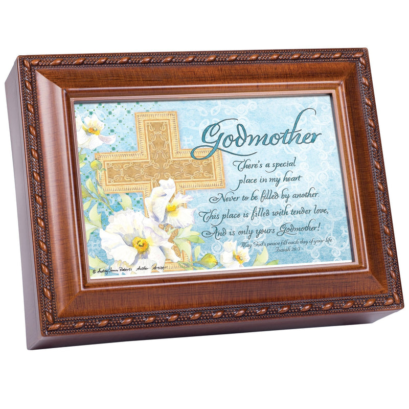 [Australia] - Cottage Garden Godmother Woodgrain Inspirational Traditional Music Box Plays Ave Maria 